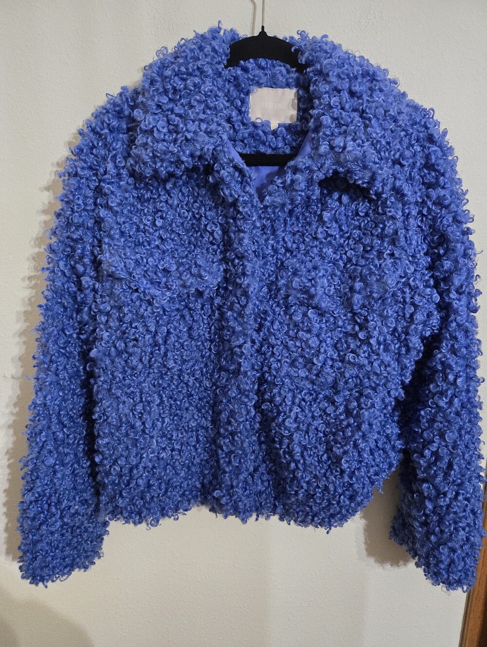 REVOLVE Electric Blue Curly Teddy Bomber Jacket